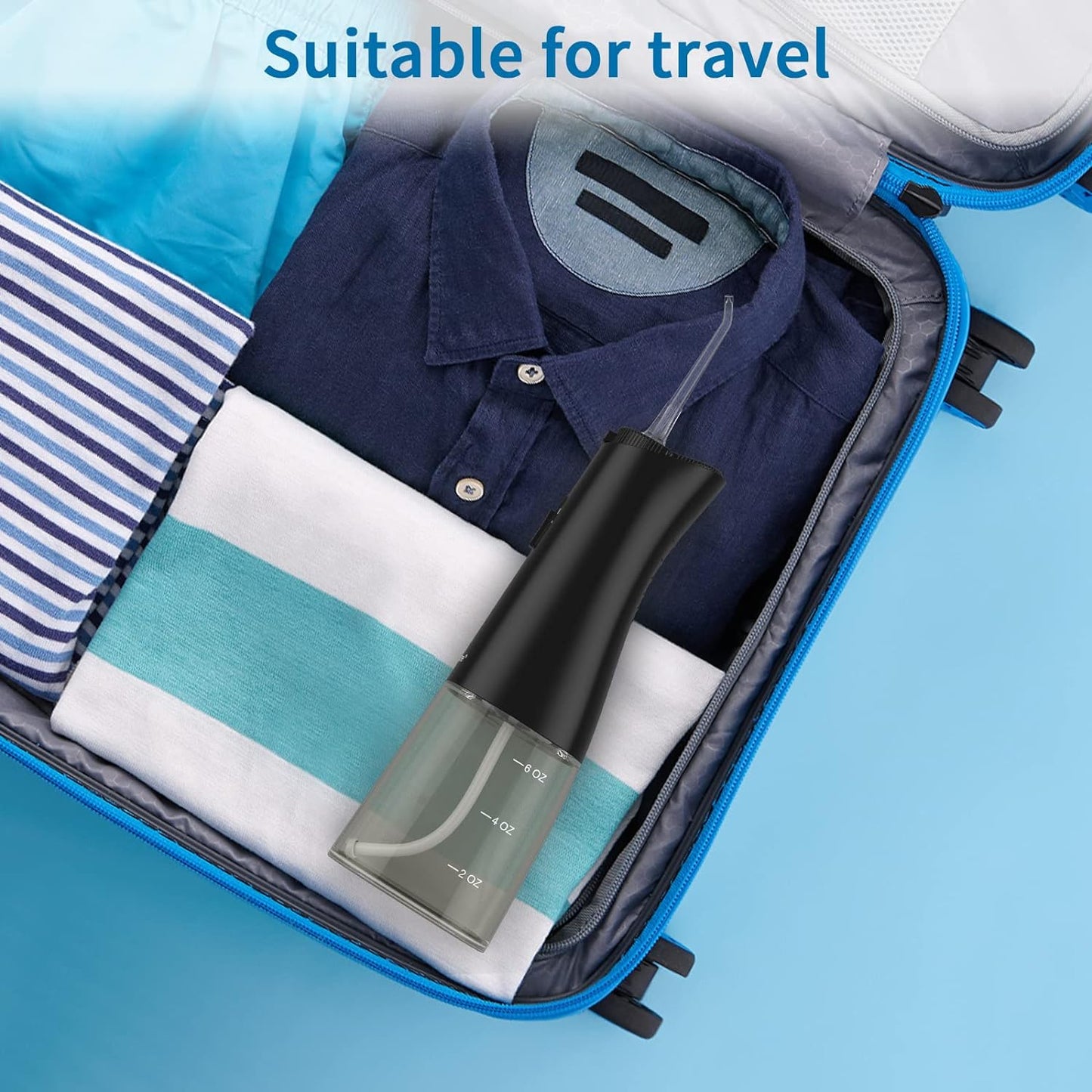 Sawgmore Cordless Water Flosser for Teeth, Portable Water Teeth Cleaner Picks with One-Key Control Mode 4 Jet Tips, Battery-Powered IPX6 Waterproof Dental Oral Irrigator for Travel and Home Black