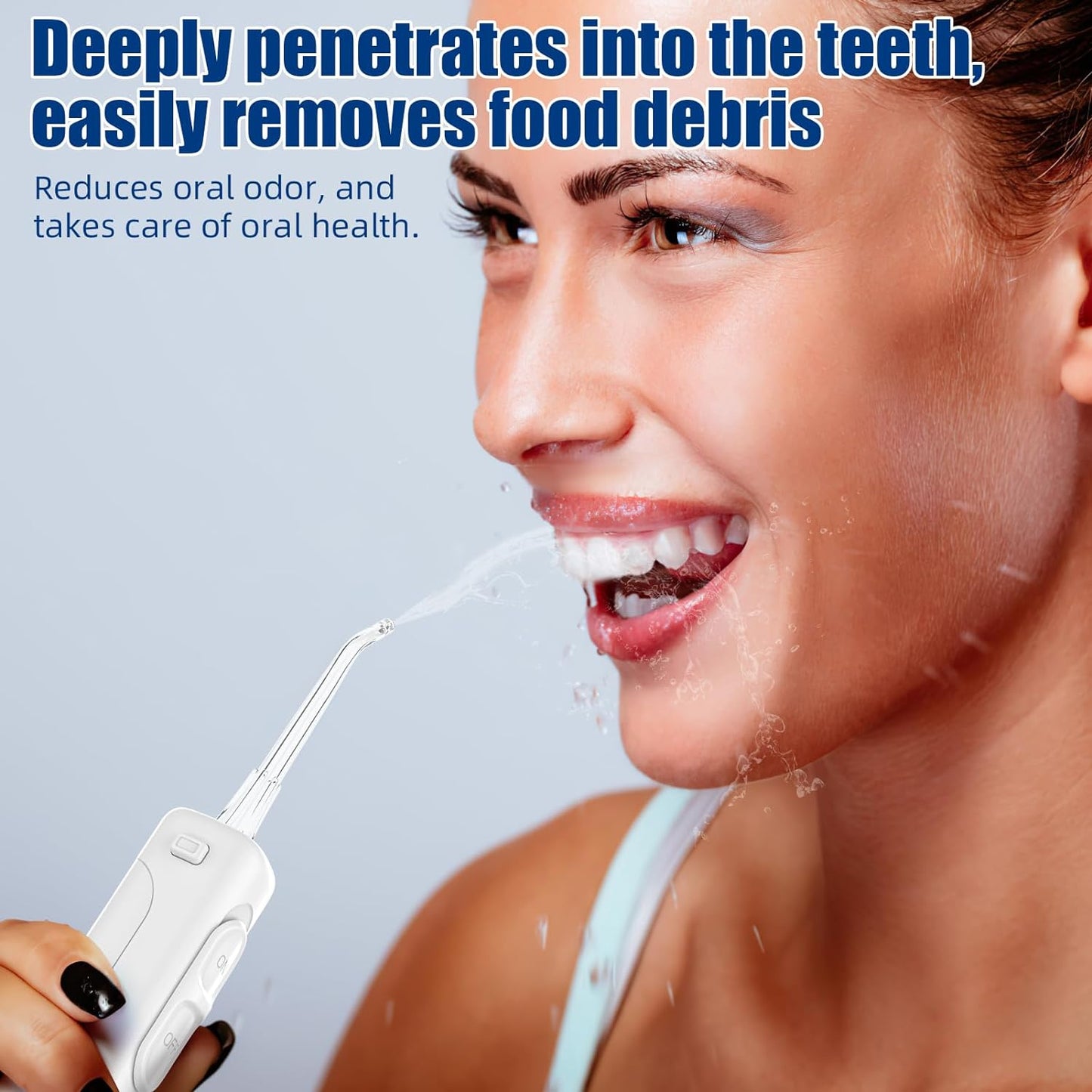 Sawgmore Water Dental Flosser Teeth Pick, 10 Adjustable Pressure, 600ml Large Capacity, Electric Oral Irrigator Water Floss for Teeth Cleaning, 5 Water Jet Tips for Family (White)